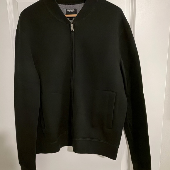 Todd Snyder Black Zip-Up Bomber Sweater